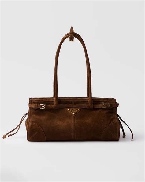 prada brown suede leather bag